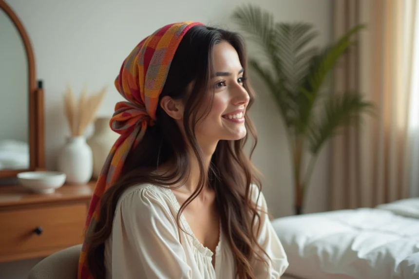 Jeune femme avec kardoune autour de la queue de cheval