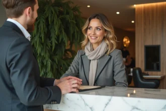 Femme élégante dans un salon parisien moderne