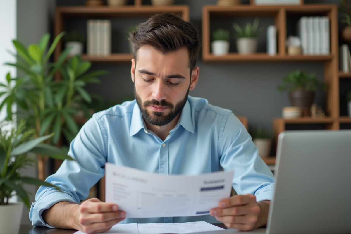 Jeune homme étudiant une brochure sur le microneedling à la maison
