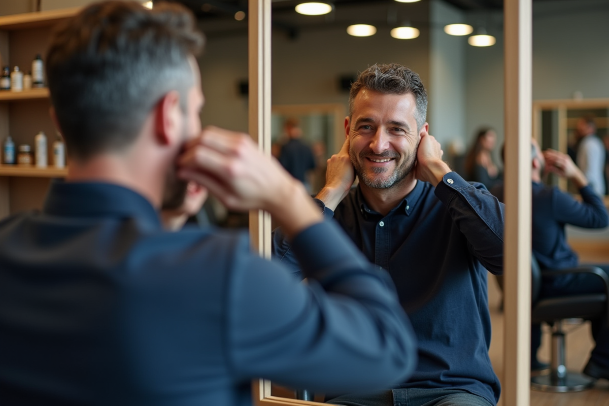 Homme appliquant du shampooing dans un salon de coiffure