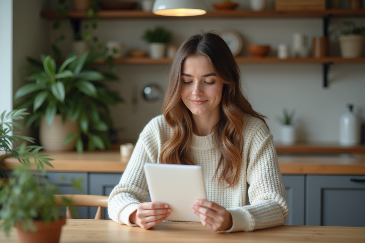 Jeune femme lisant un dépliant sur la santé nasale