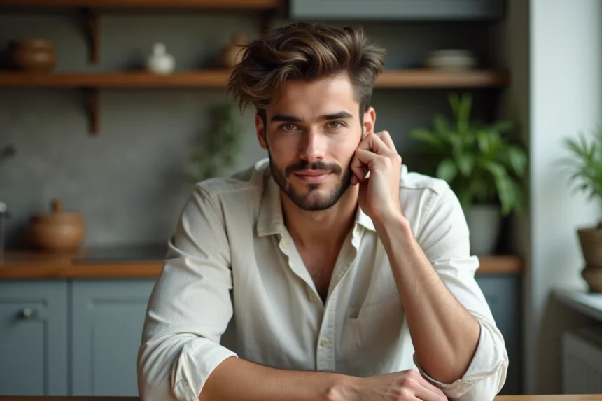 Jeune homme aux cheveux texturés et look décontracté