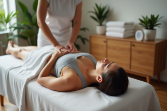 Femme recevant un drainage lymphatique en institut